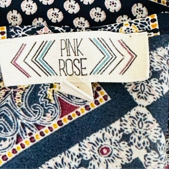 Pink Rose Blue Print Blouse Sz S - Picture 3 of 7